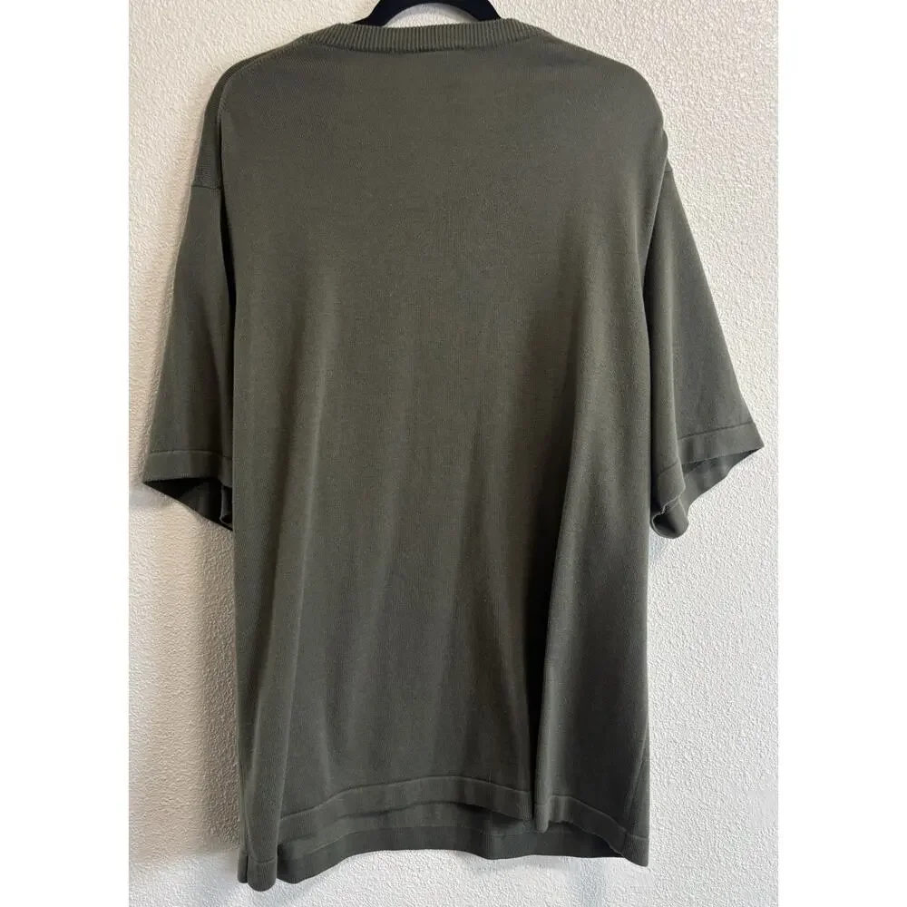 Men's Short Sleeve Sweater Pullover V-Neck Grandpa VTG Preppy Old Money Size XL
